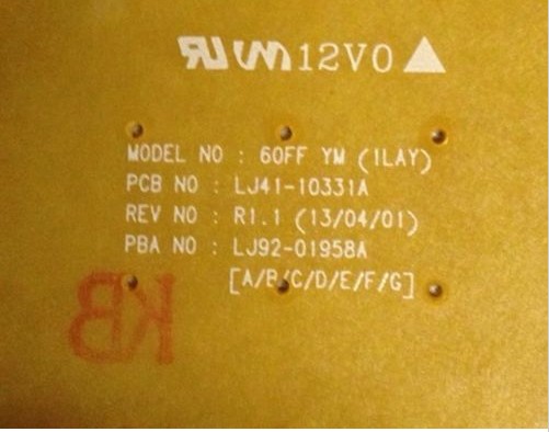 Samsung S60fh-yb03 Ps60f5500 Ysus Board BA3 R1.1 Lj41-10331A (re